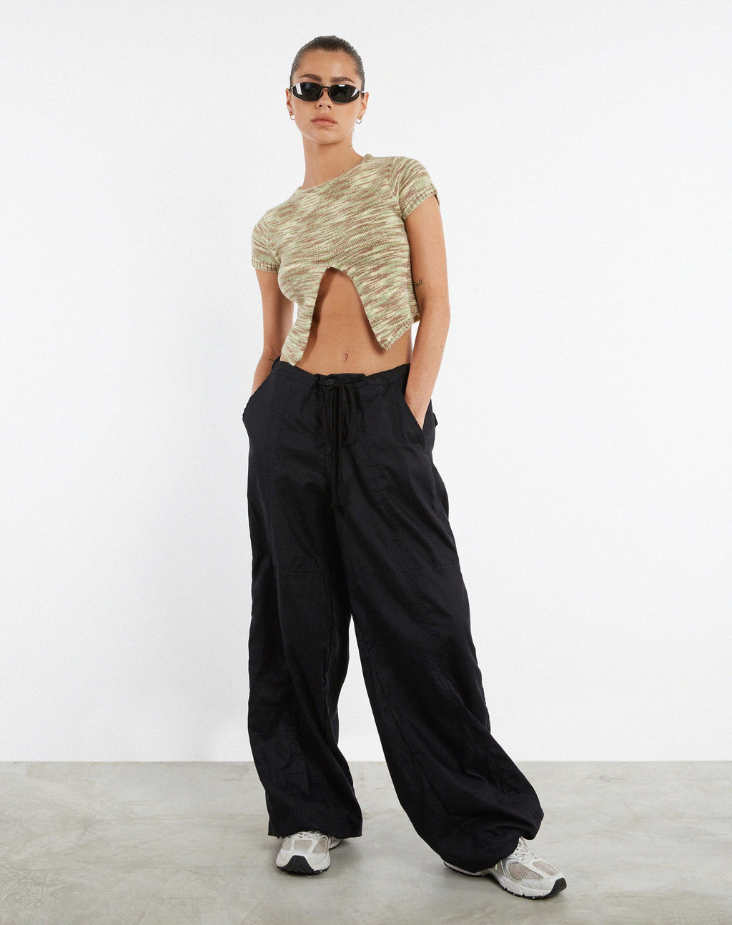 Sianda Crop Top en mezcla Space Dye caqui