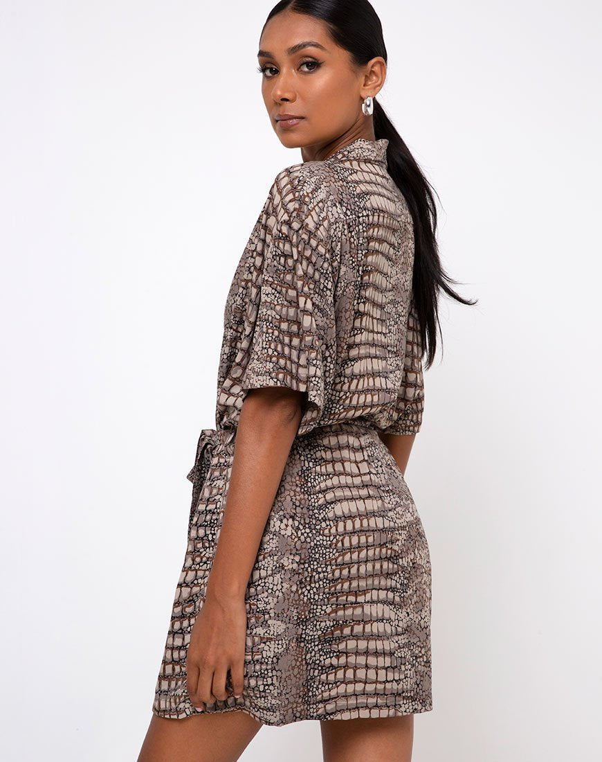 Vestido camisero Siare en cocodrilo gris neutro