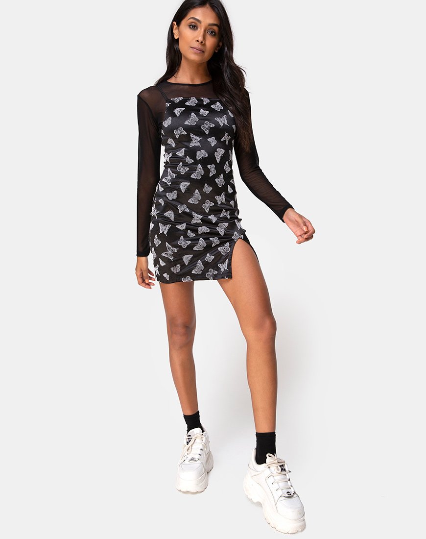 Imagen de Sikhnet Minivestido en negro Butterfly Flock