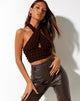 Imagen de Silta Crop Top de punto burbuja Marrón