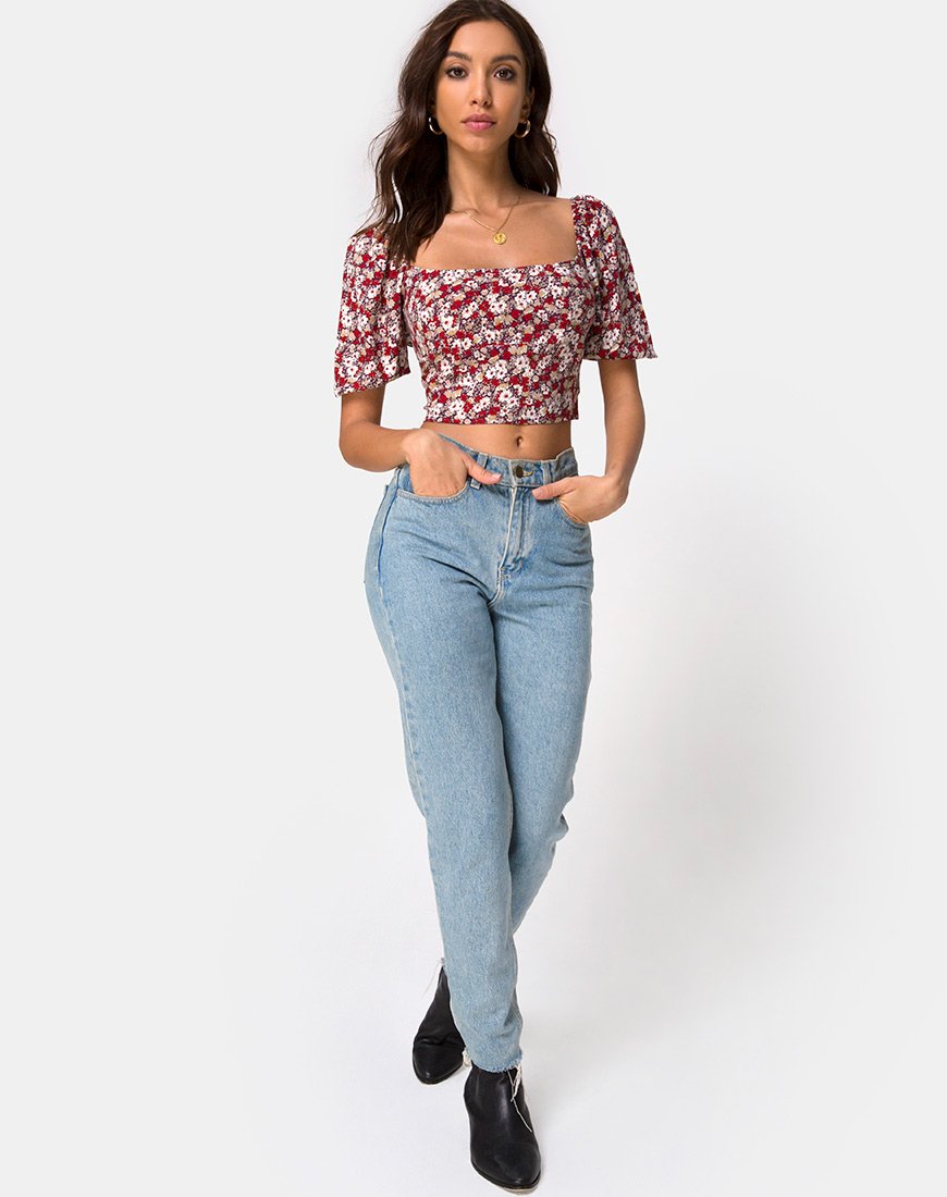Imagen de Silvia Top en Encanto Floral Rojo