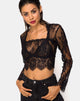 Imagen de Sinhor Crop Top de encaje Negro