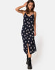 Imagen de Sini Slip Midi Dress in Rose Flock Black Mesh