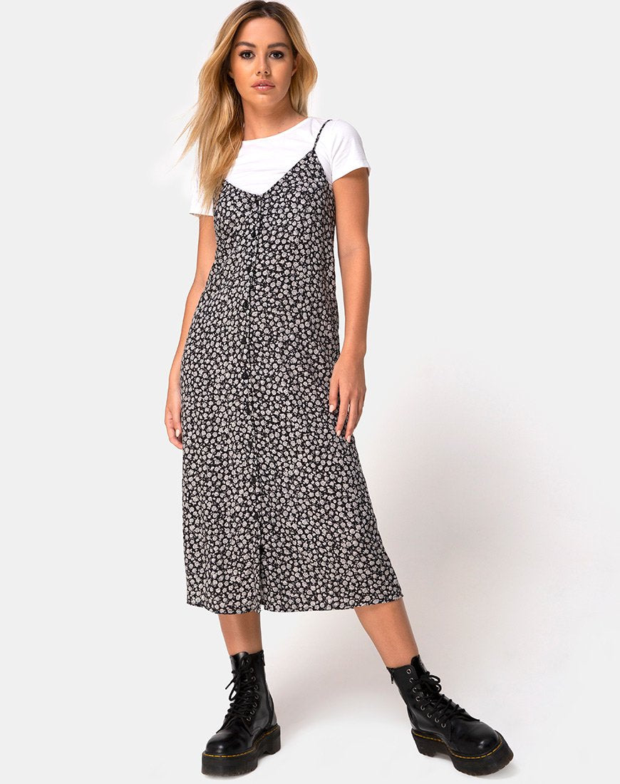 Imagen de Sini Slip Dress in Ditsy Rose Negro