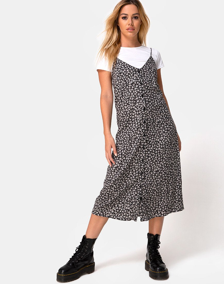 Imagen de Sini Slip Dress in Ditsy Rose Negro