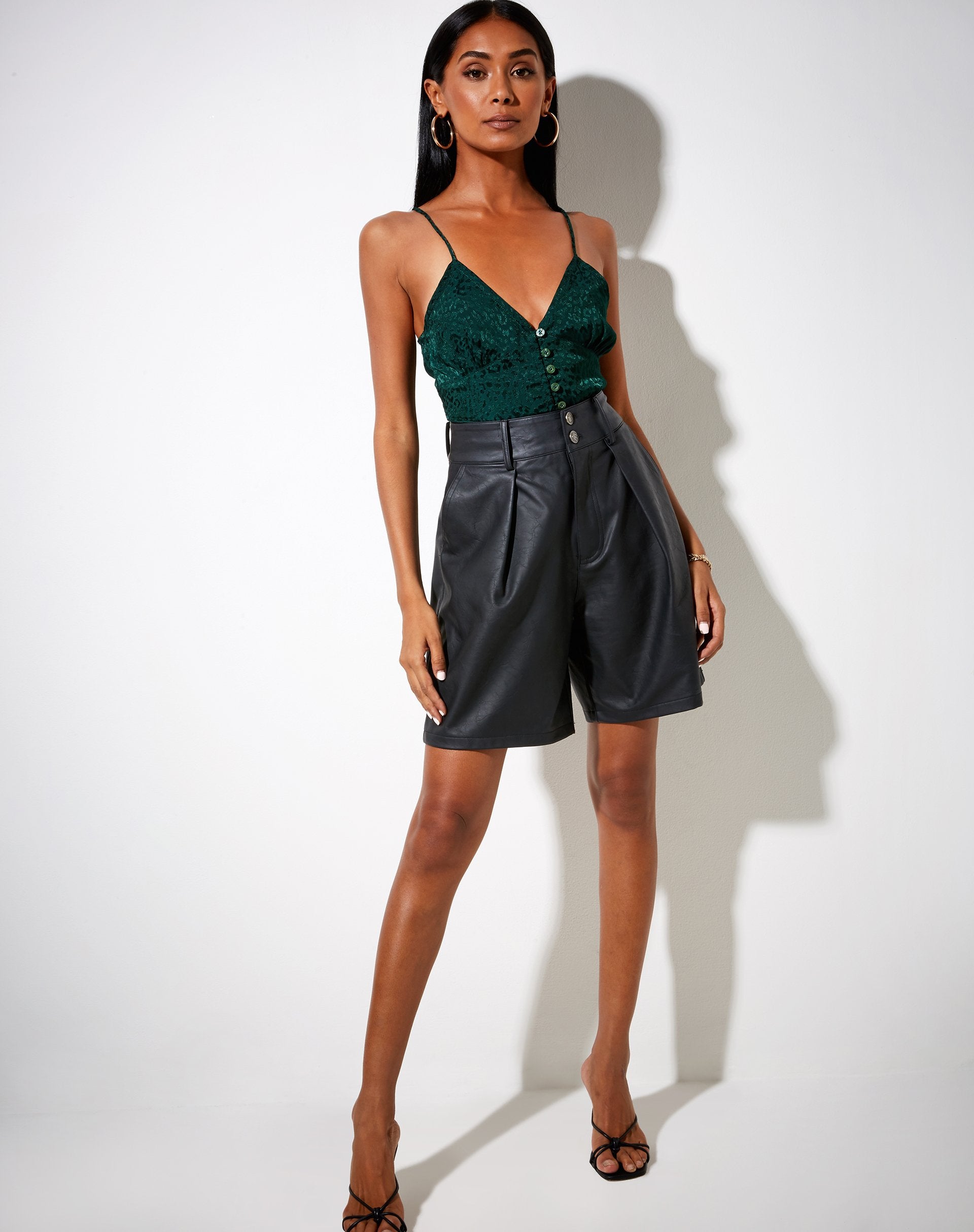 Imagen de Sipa Crop Top de Satén Chita Verde Bosque