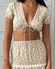 Imagen de Skise Tie Front Crop Top in Antique Blue and Ivory Floral