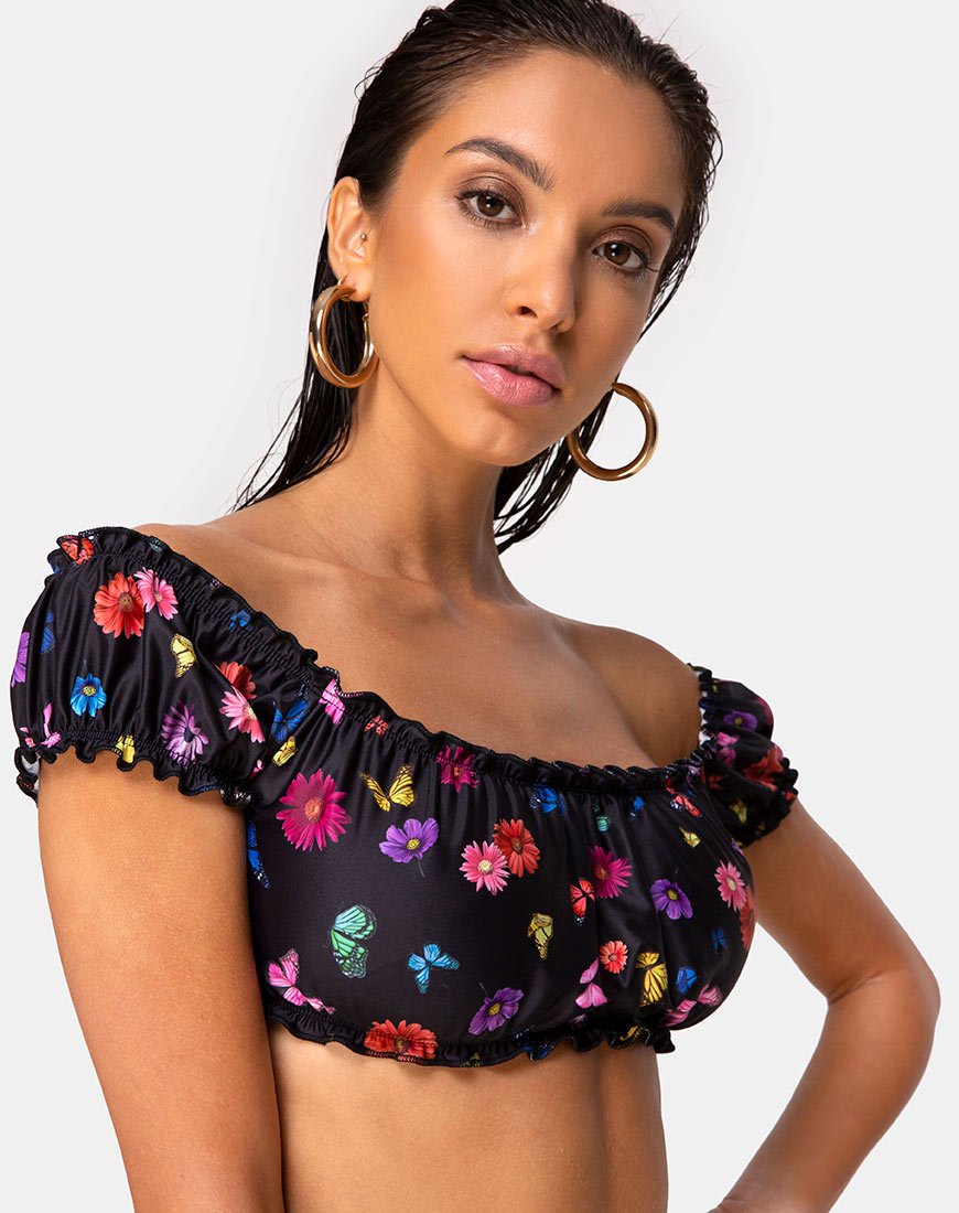 Top de bikini Sofia en mariposa floral
