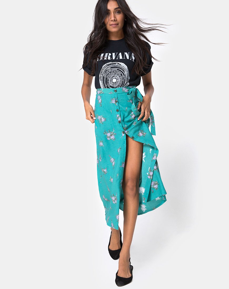 Falda Prema Midi en Soi Rose Verde