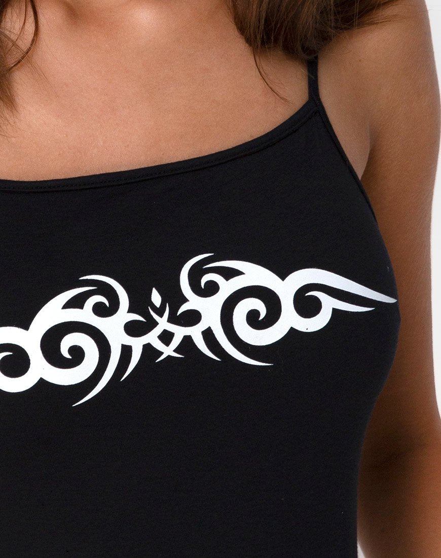 Imagen de Solemo Corpiño en Negro con Tribal Blanco