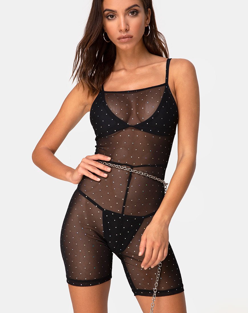 Imagen de Solina Unitard en Red Cristal Negro