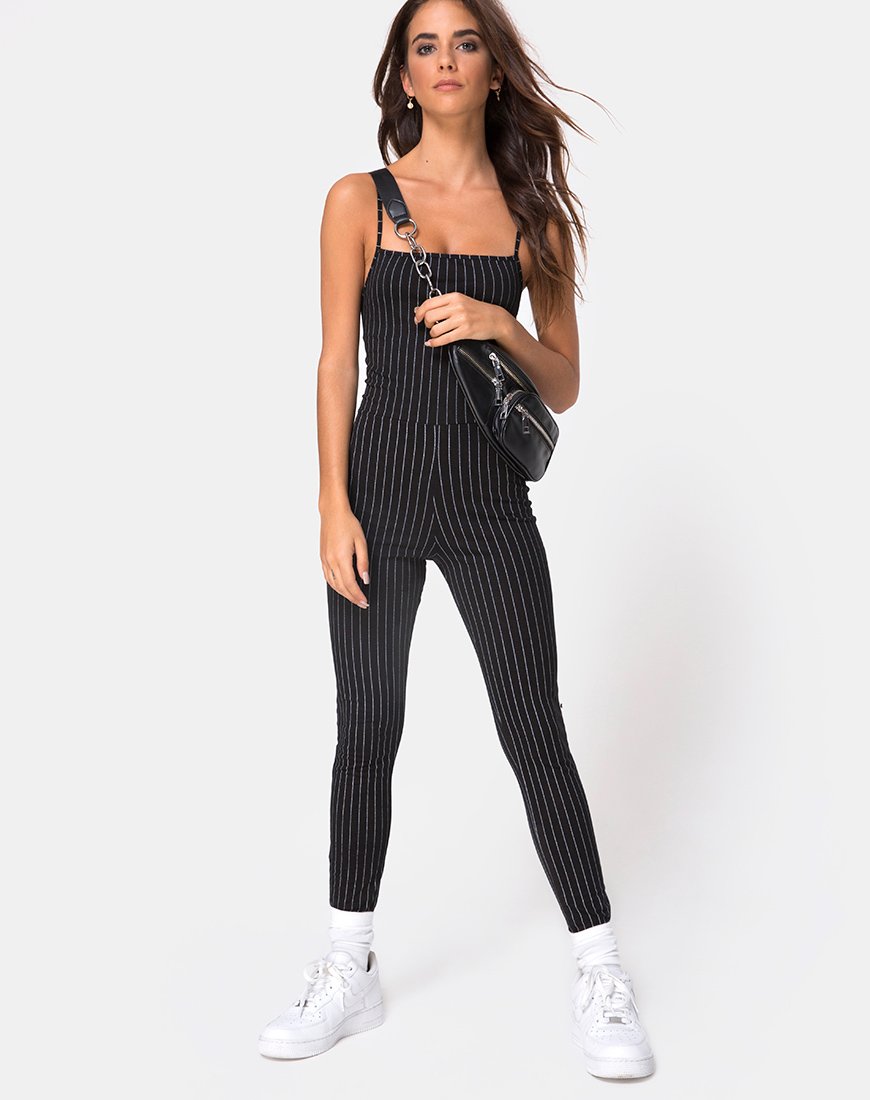 Solita Unitard a rayas negro
