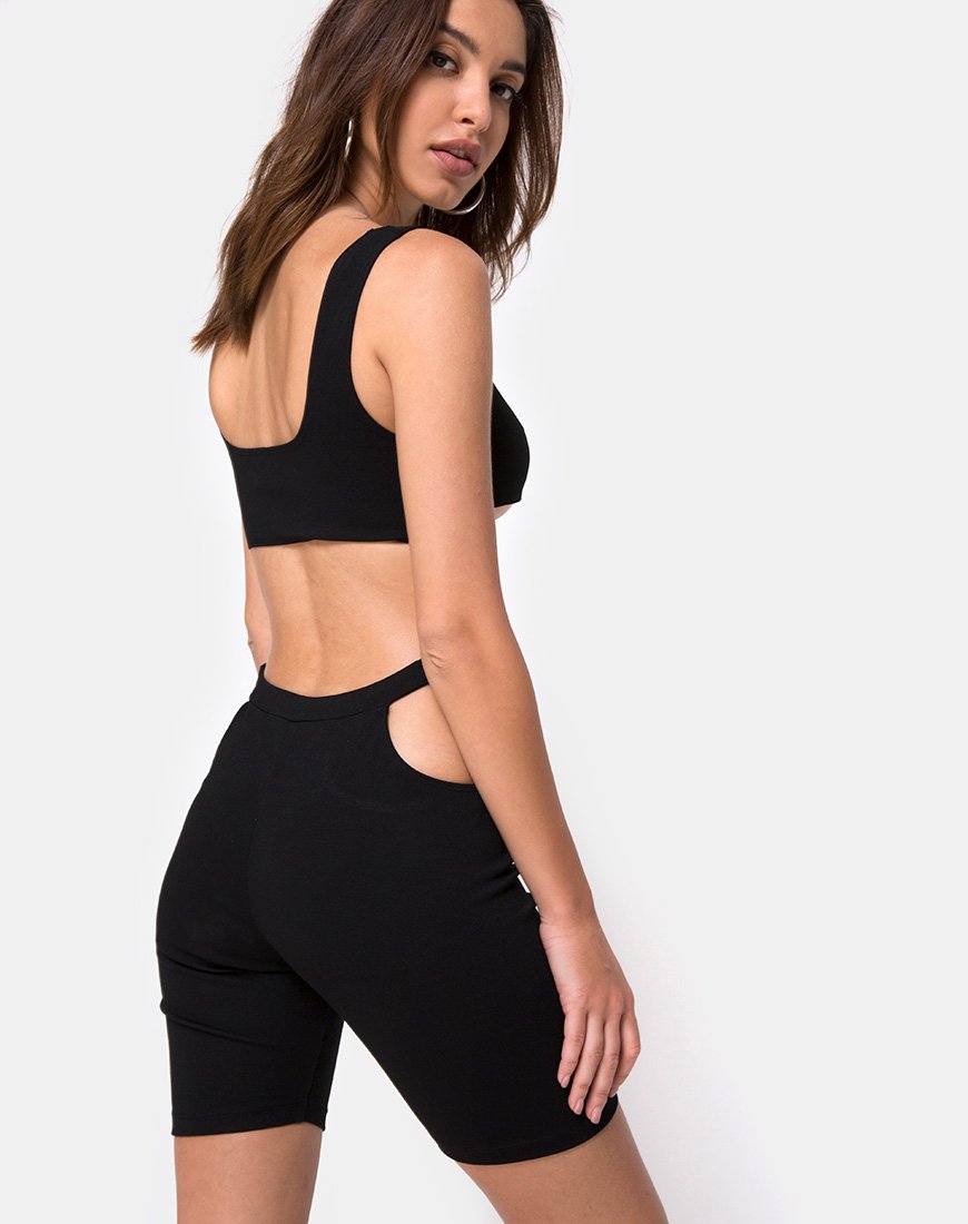 Pantalón Corto para Bicicleta Sula en Negro con Clips Plateados