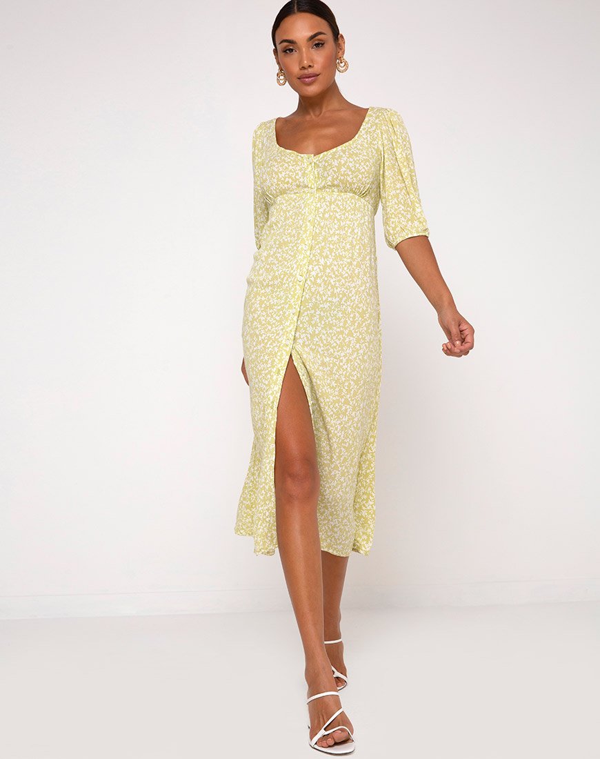 Vestido Sula Midi en espuma de menta Botanic Crinkle
