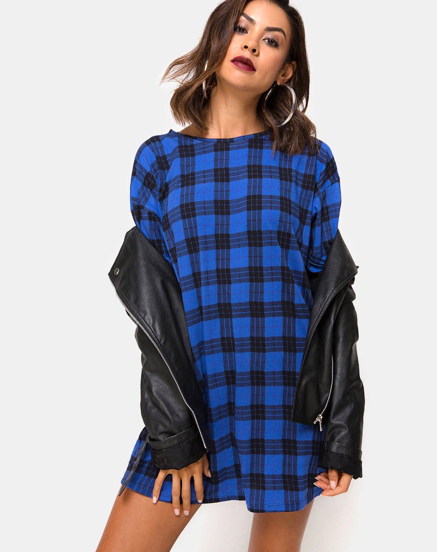 Vestido camisero Sunny Kiss en tartán azul
