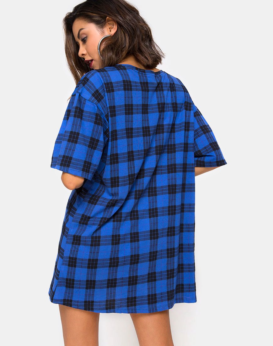 Vestido camisero Sunny Kiss en tartán azul