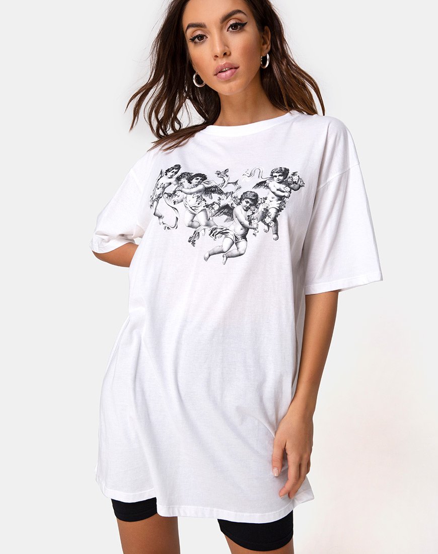 Imagen de Sunny Kiss Tee in White with Cherub