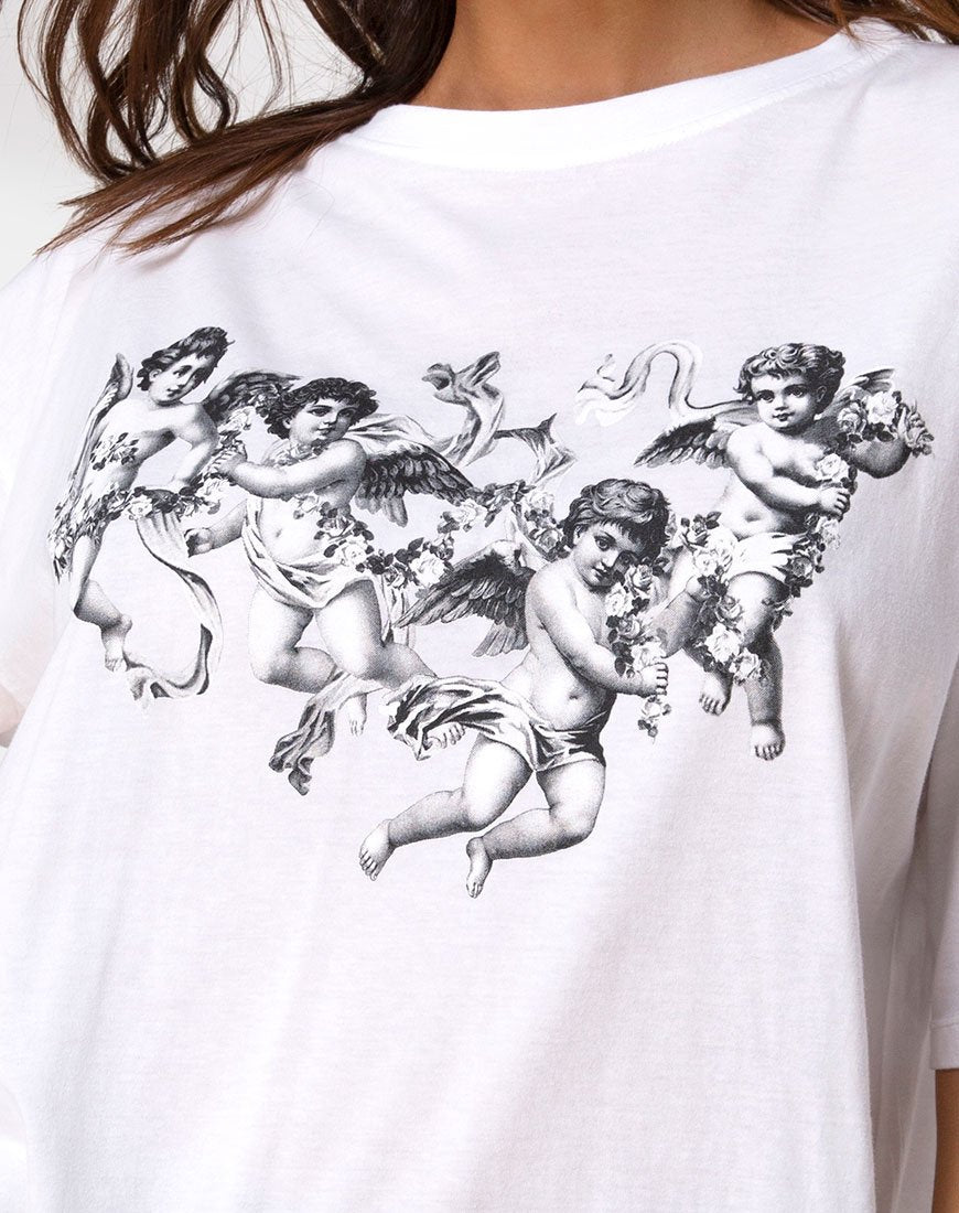 Imagen de Sunny Kiss Tee in White with Cherub