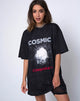 Imagen de Sunny Kiss Oversize Tee in Black Cosmic Conspiracy