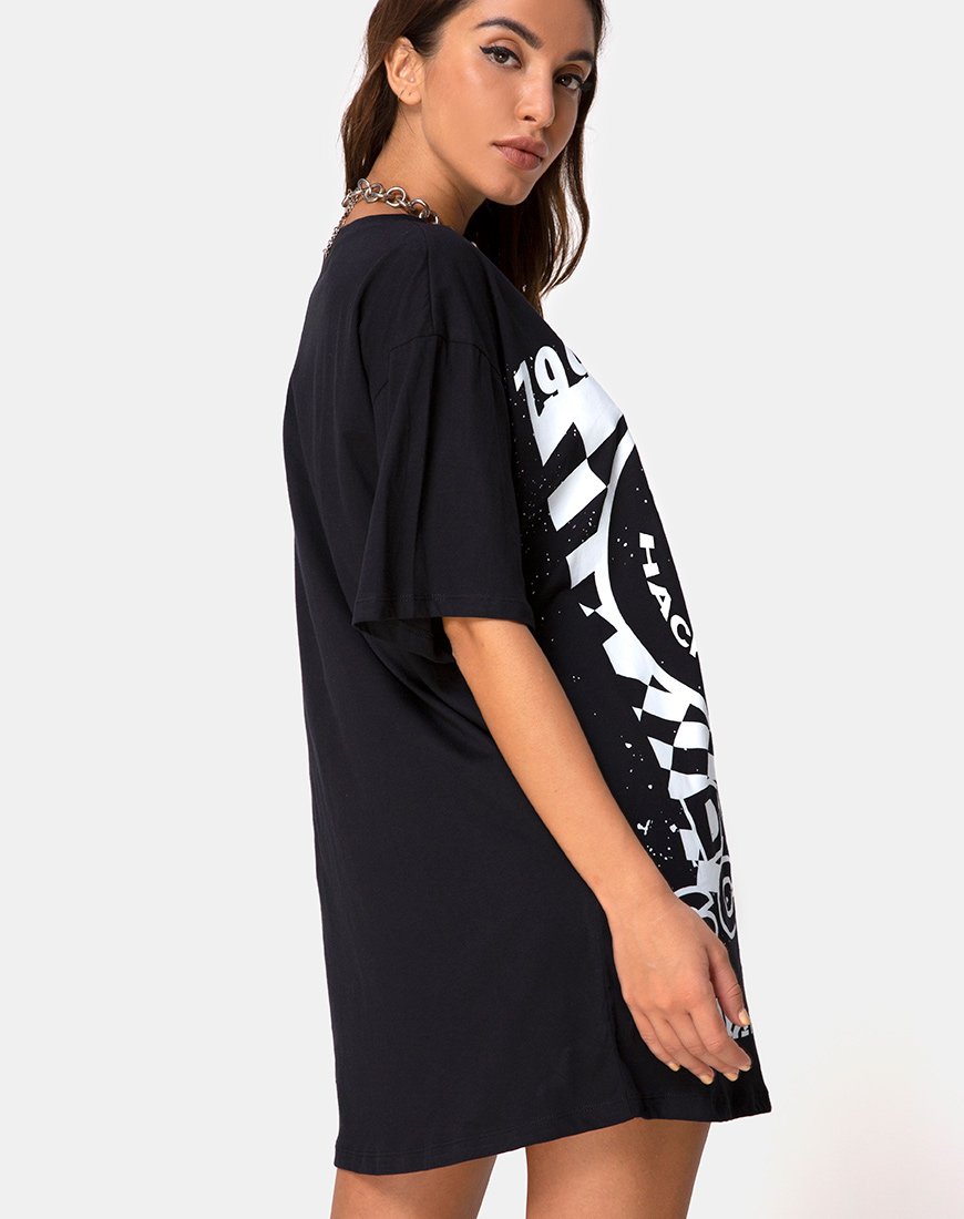 Camiseta Sunny Kiss en negro con Dream Scape en blanco