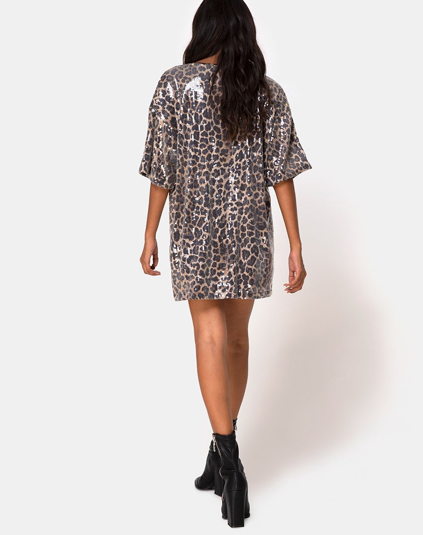 Imagen de Sunny Kiss Oversize Tee in Leopard with Clear Sequin