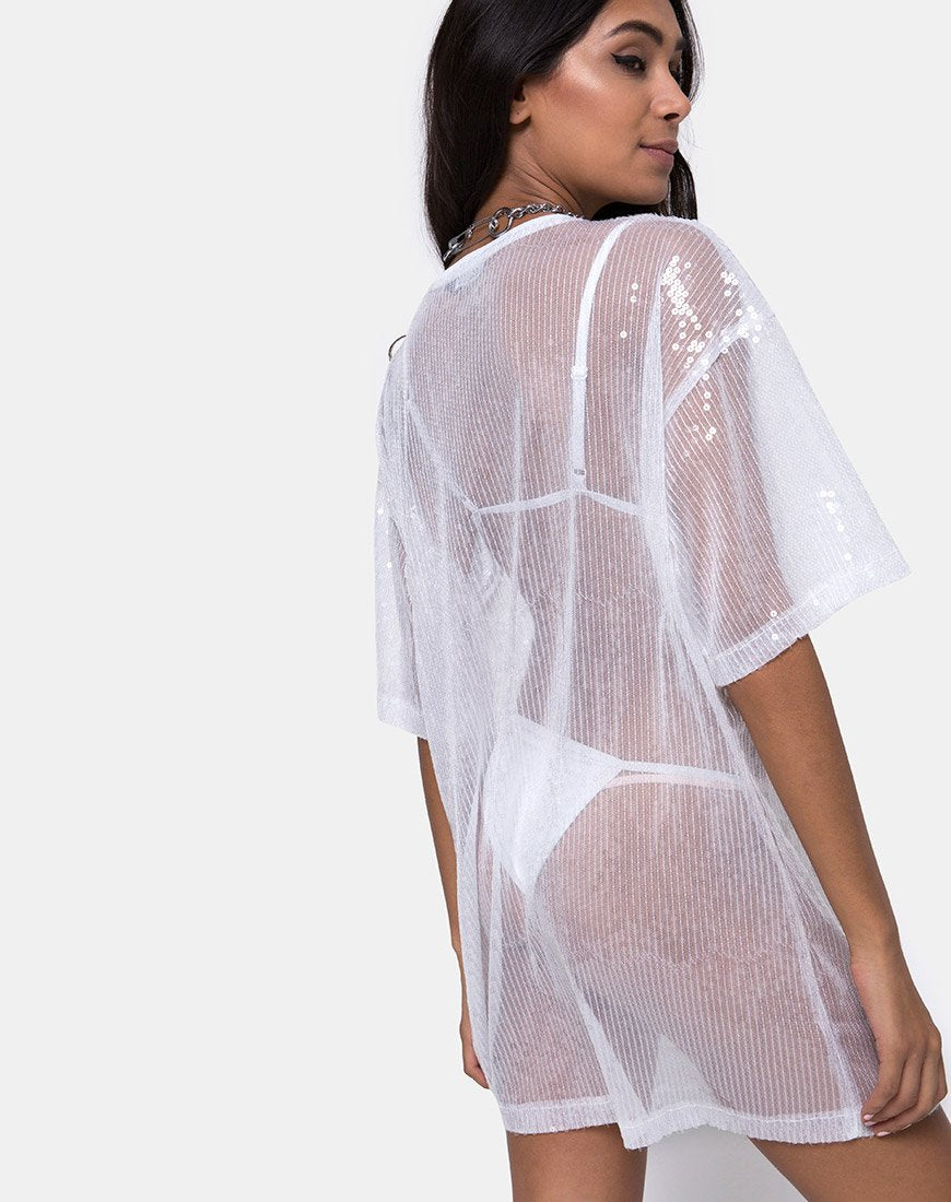Imagen de Sunny Kiss Tee in Sheer White Clear Sequin