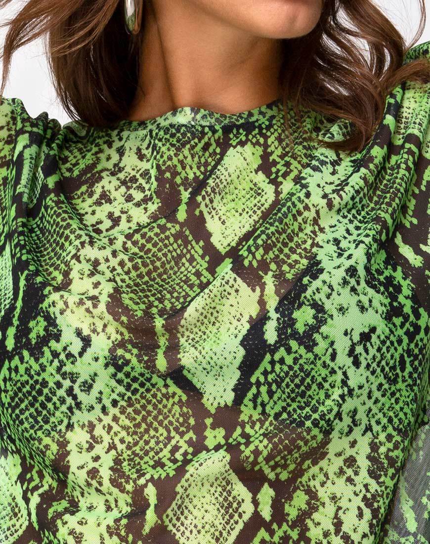 Imagen de Sunny Kiss Oversize Tee in Slime Lime Snake Mesh