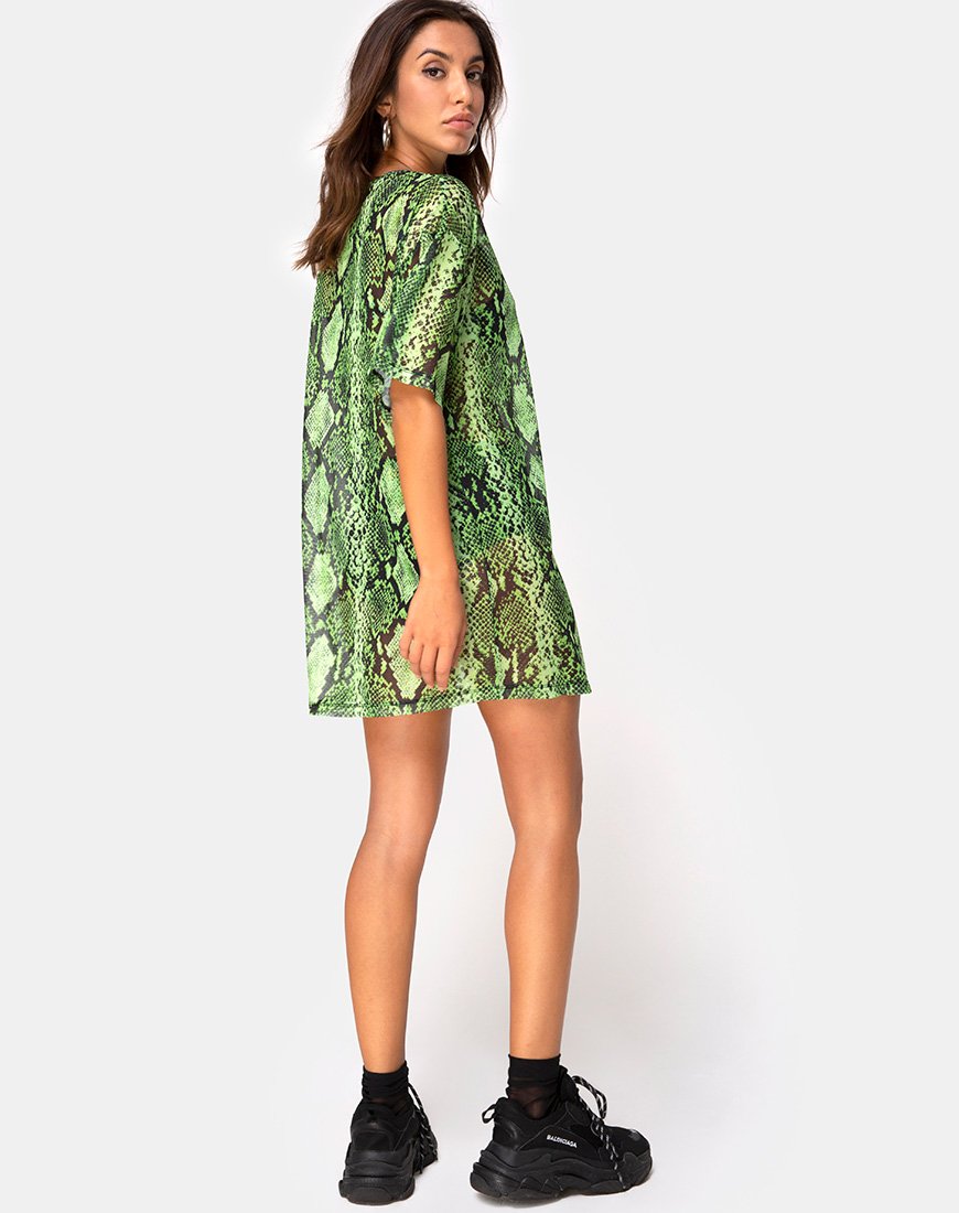 Imagen de Sunny Kiss Oversize Tee in Slime Lime Snake Mesh