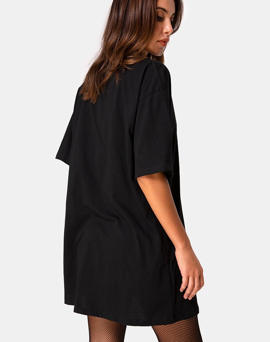 Imagen de Sunny Kiss Oversize Tee in Black with Pink Tribal