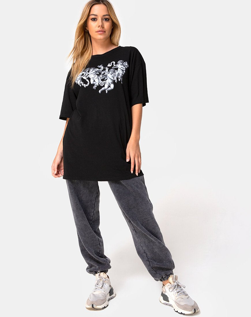 Imagen de Sunny Kiss Tee in Black with Cherub