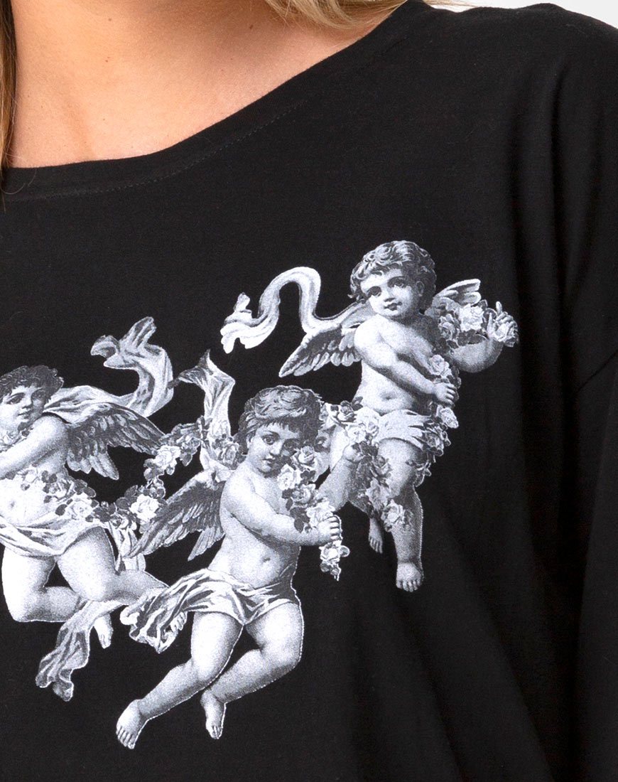 Imagen de Sunny Kiss Tee in Black with Cherub