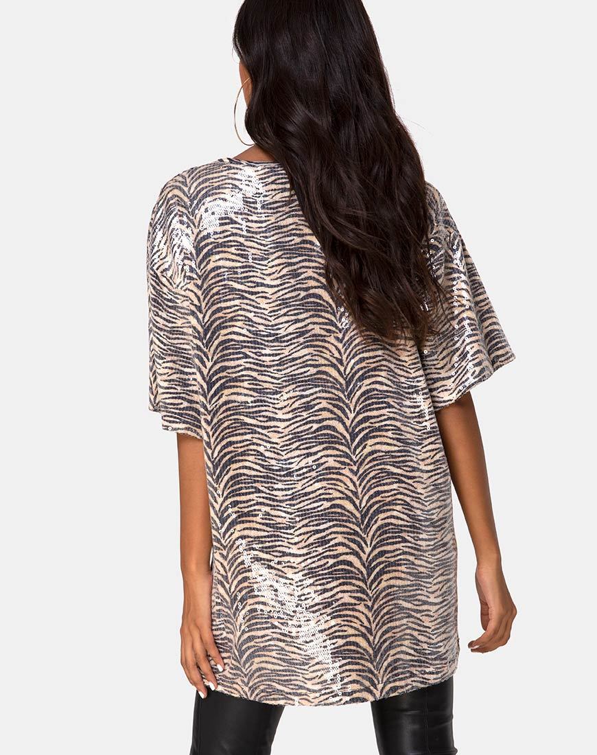 Imagen de Sunny Kiss Oversize Tee in Tiger Lentejuelas transparentes