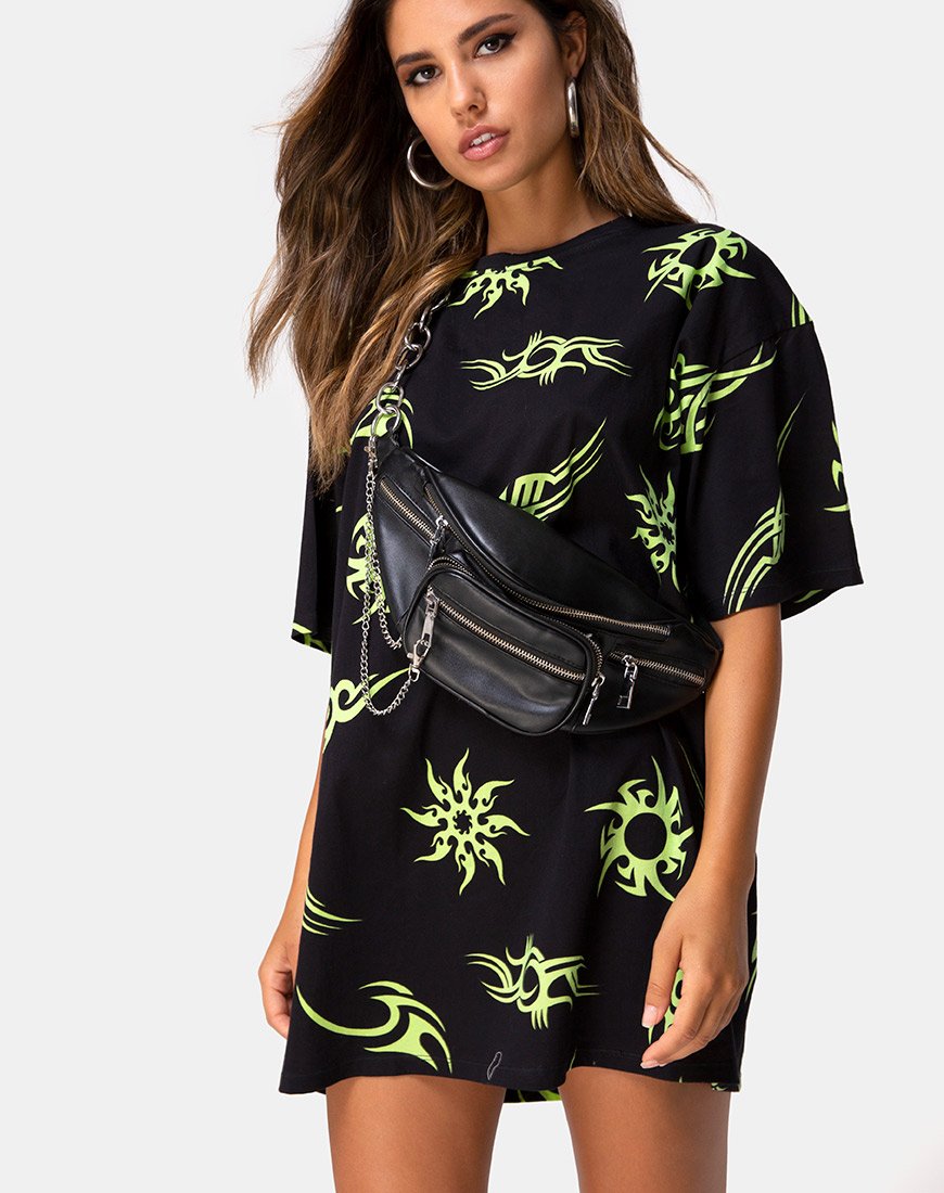 Imagen de Sunny Kiss Tee in Black with Tribal Repeat