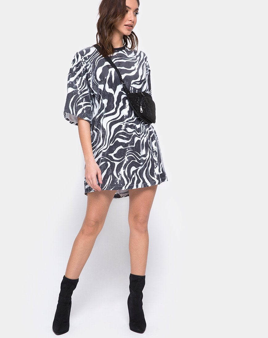 Imagen de Sunny Kiss Oversize Tee in Trippy Zebra Clear Sequin