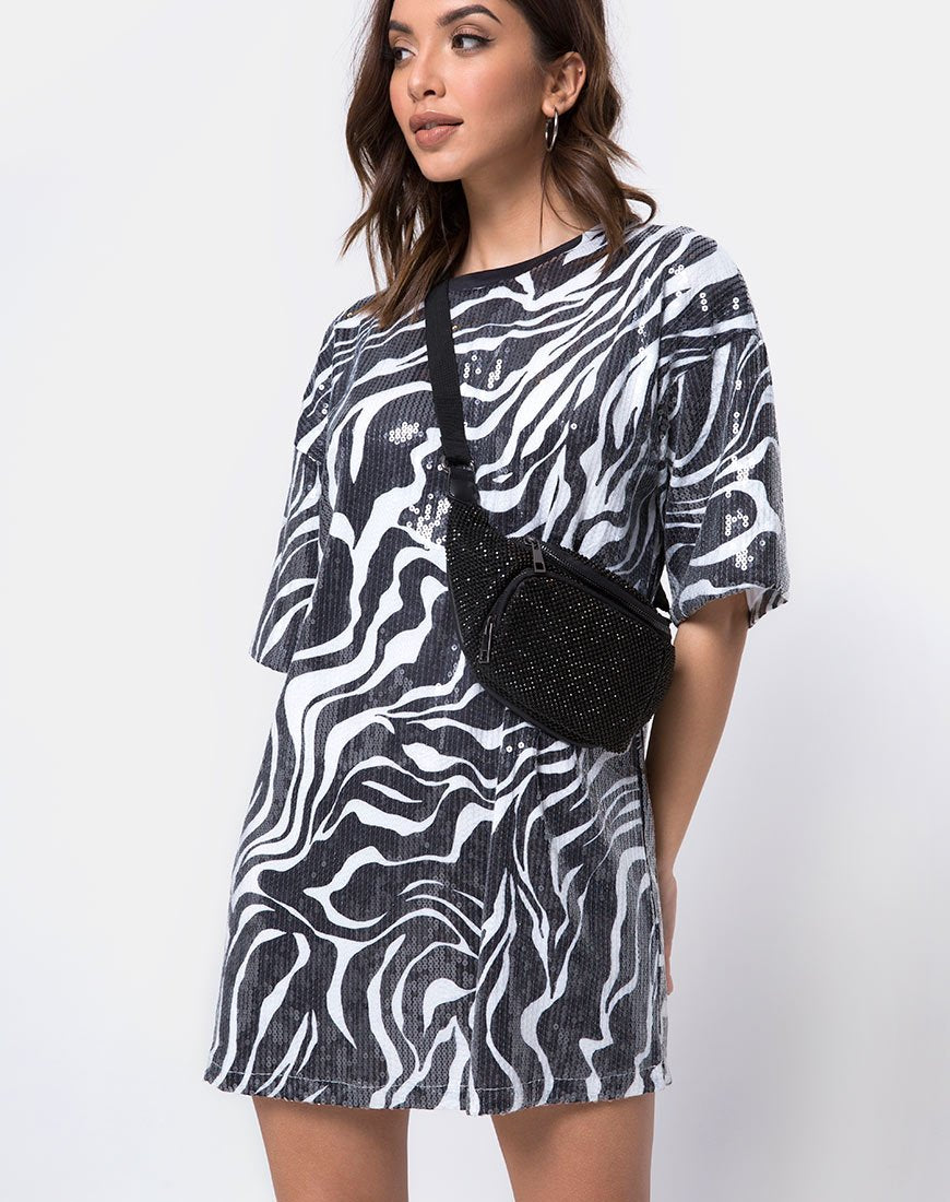 Imagen de Sunny Kiss Oversize Tee in Trippy Zebra Clear Sequin