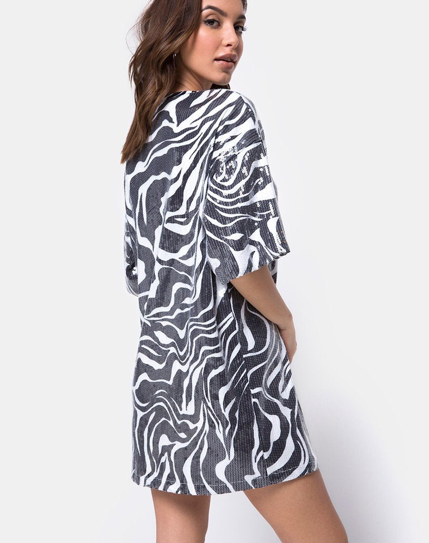 Imagen de Sunny Kiss Oversize Tee in Trippy Zebra Clear Sequin