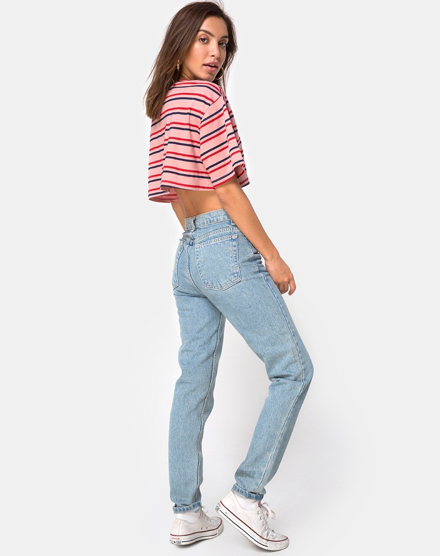 Imagen de Super Cropped Tee in 70s Stripe Pink Horizontal