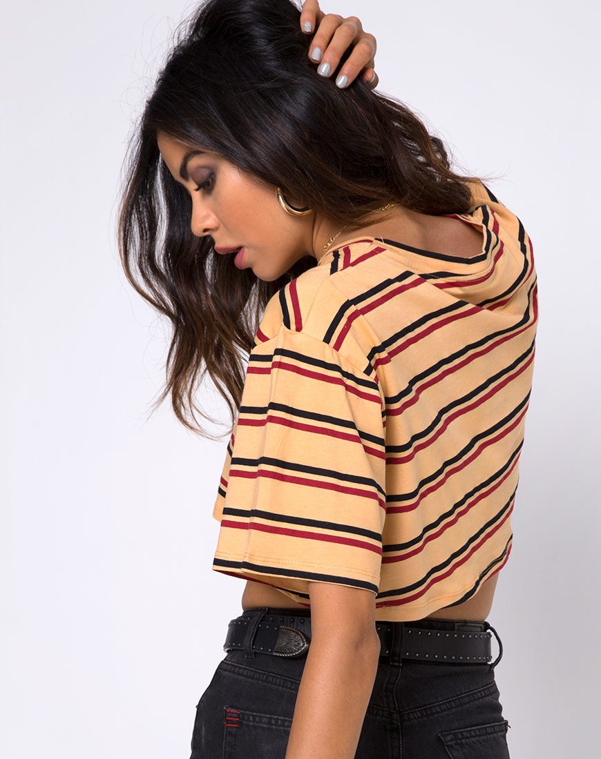 Imagen de Super Cropped Tee in 70s Mustard Horizontal Stripe