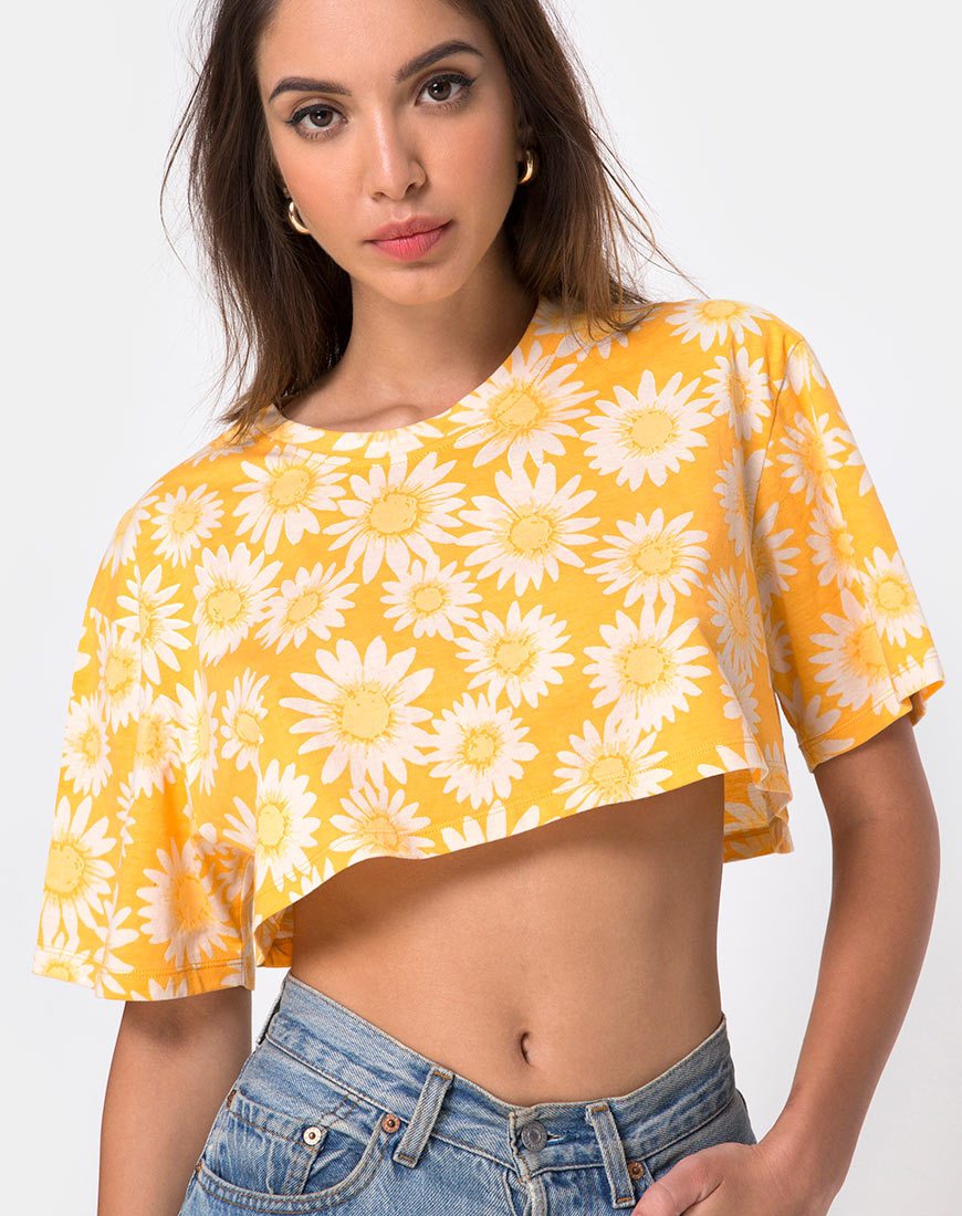 Super Crop Tee en Sunkissed Floral Amarillo