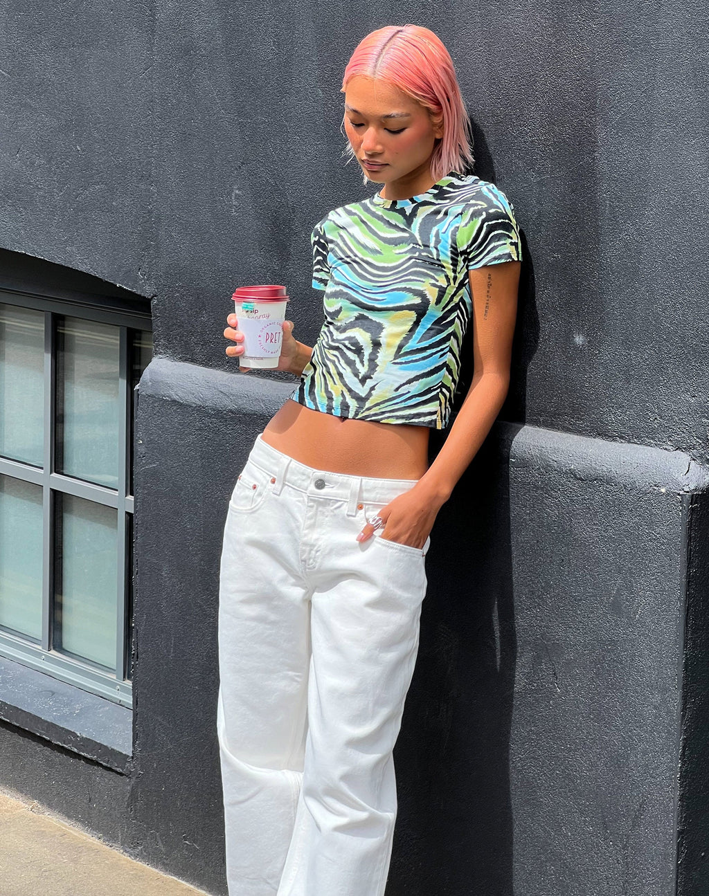 Surtie Crop Top en azul cebra deformado