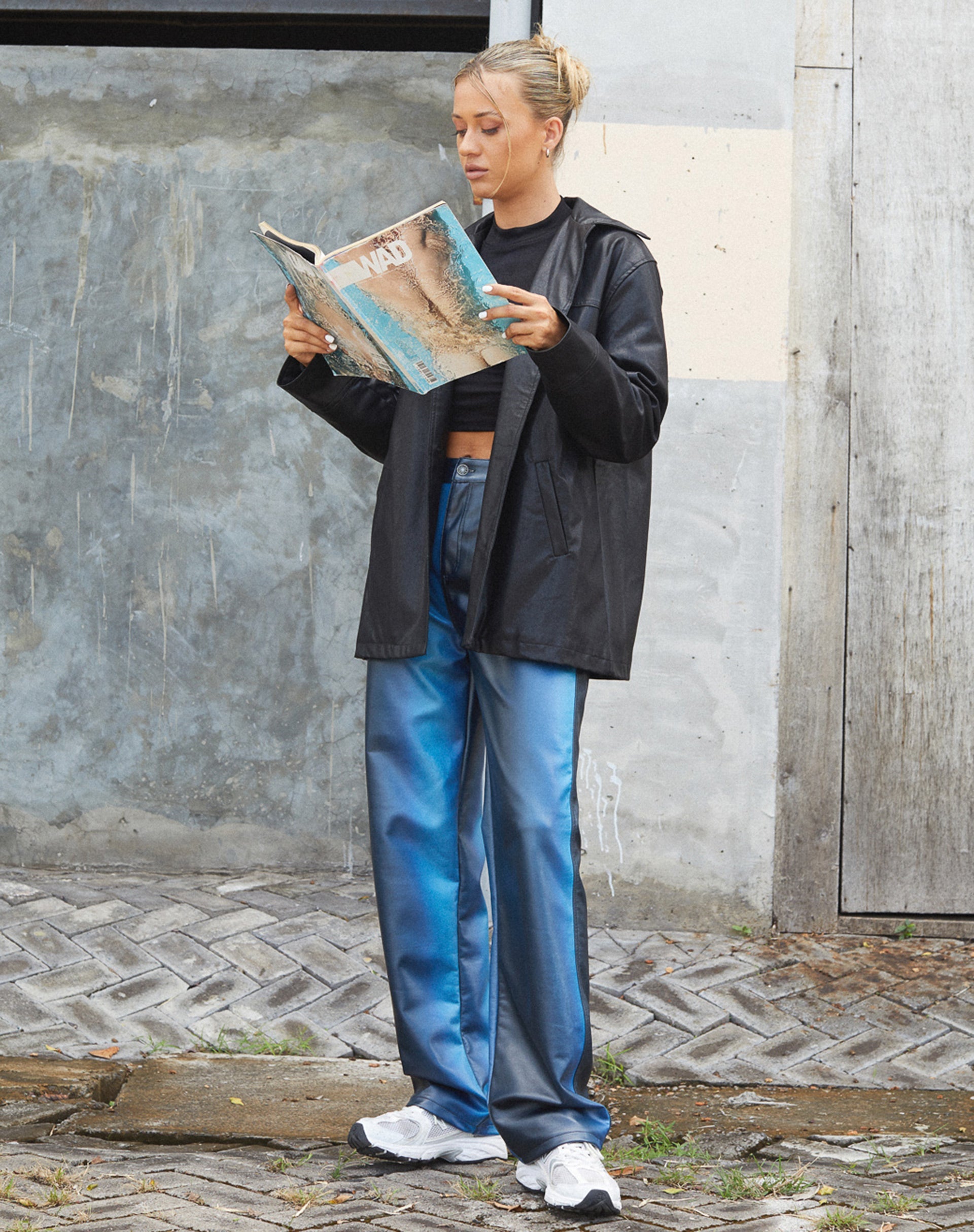 IMAGEN DE Pantalón Paralelo en PU Azul Ombre