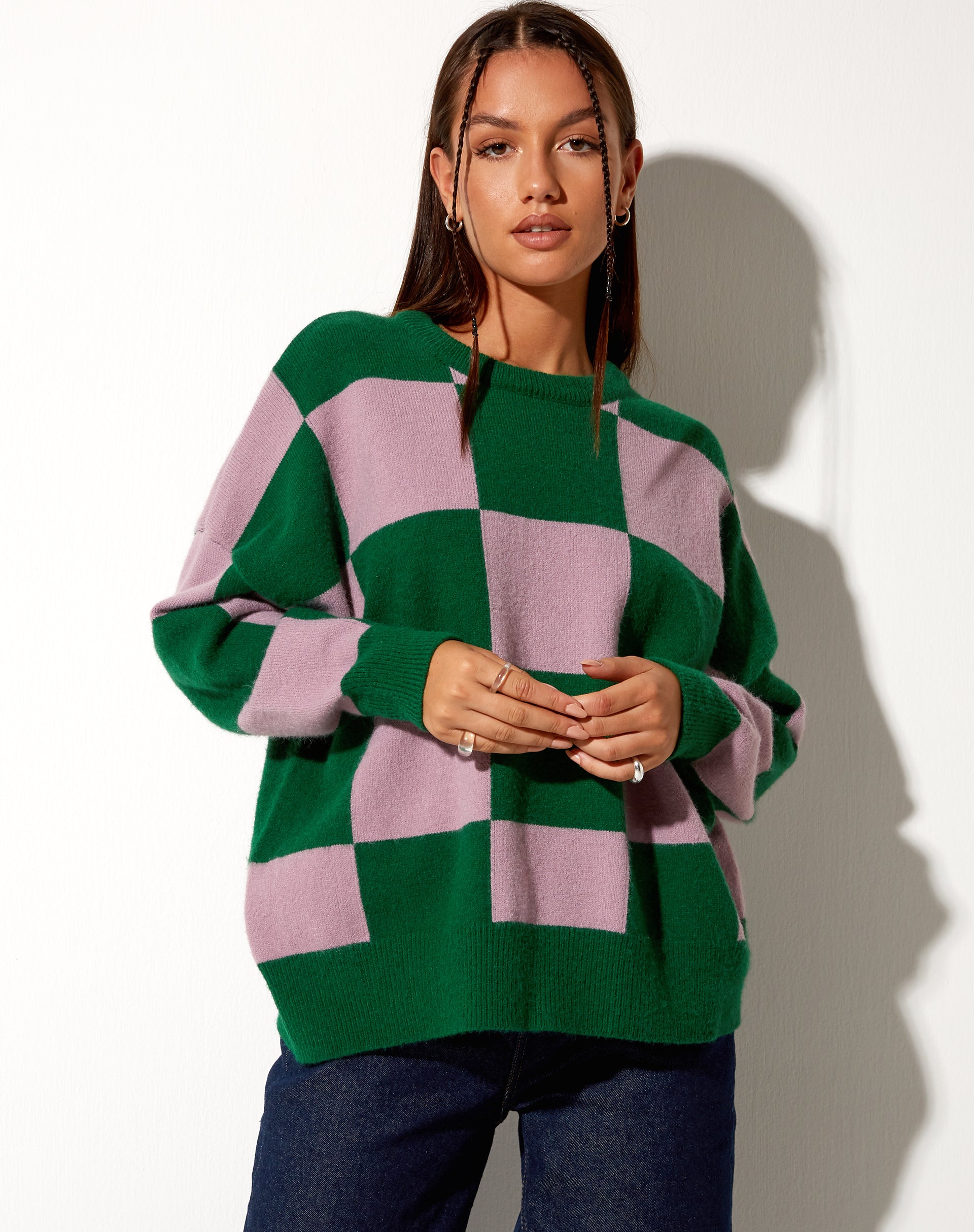 Imagen de la sudadera Tamari en rosa y verde