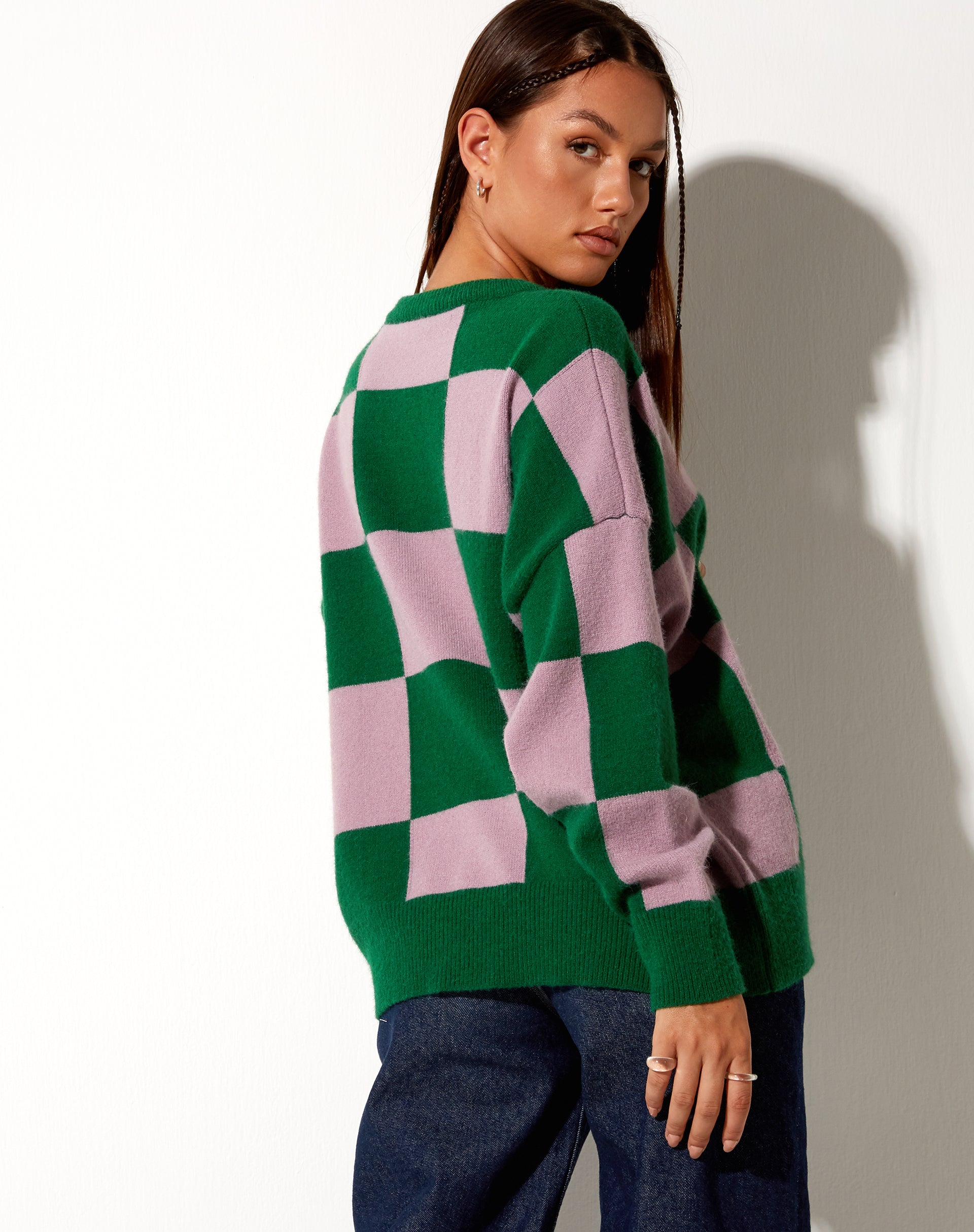 Imagen de la sudadera Tamari en rosa y verde