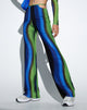 Imagen de MOTEL X OLIVIA NEILL Mares Flare Trouser en verde y azul solarizados