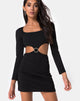 Imagen de Tashi Bodycon Dress in Black with Diamante Ring Negro