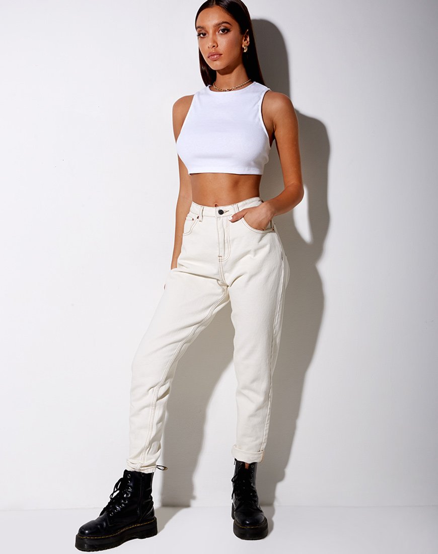 Imagen de Tasve Crop Top en rib blanco