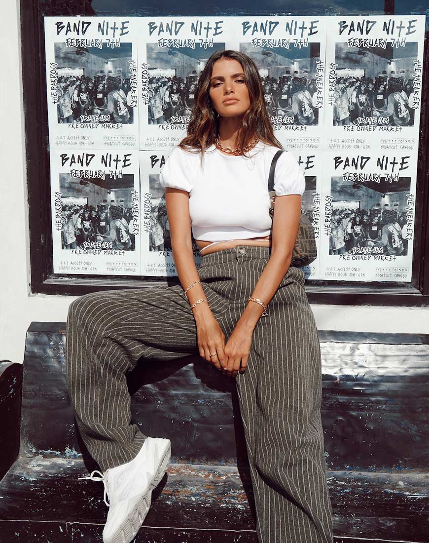 Pantalón Misha de raya diplomática, gris oscuro