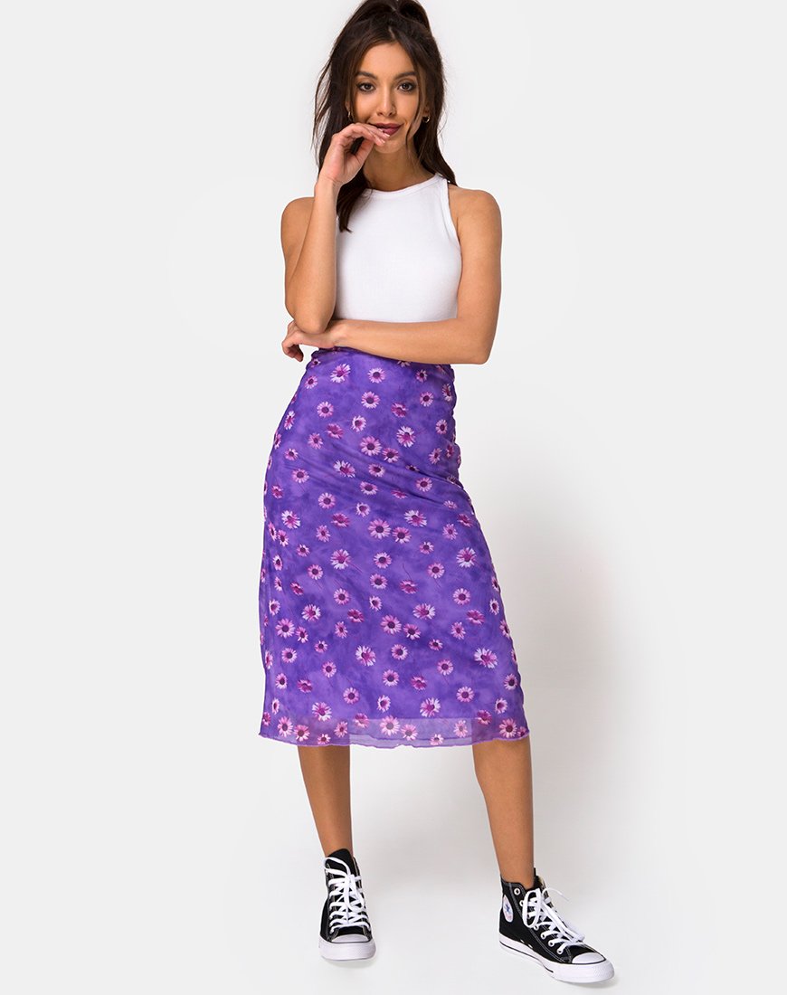 Imagen de la falda Taura Midi en Daisy Daze Morado