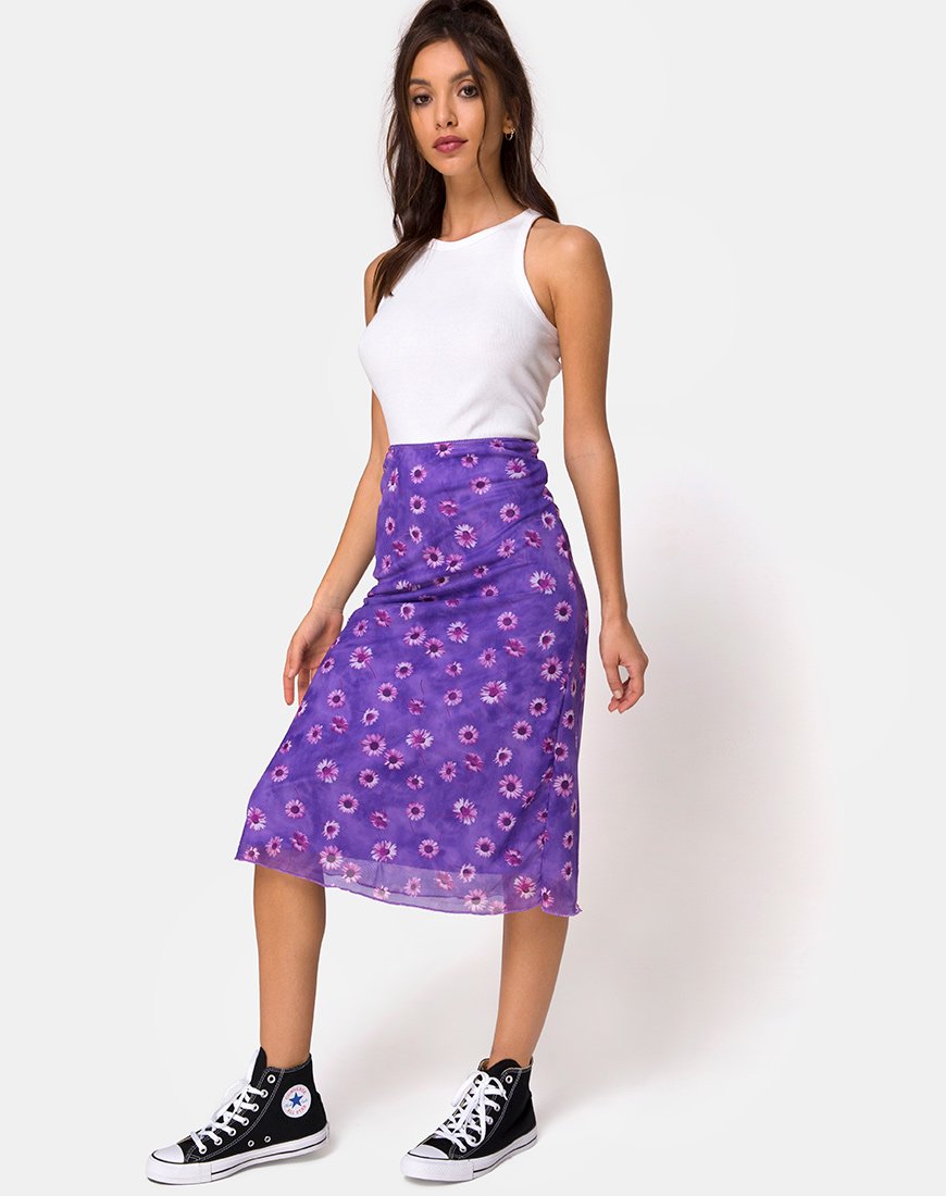 Imagen de la falda Taura Midi en Daisy Daze Morado
