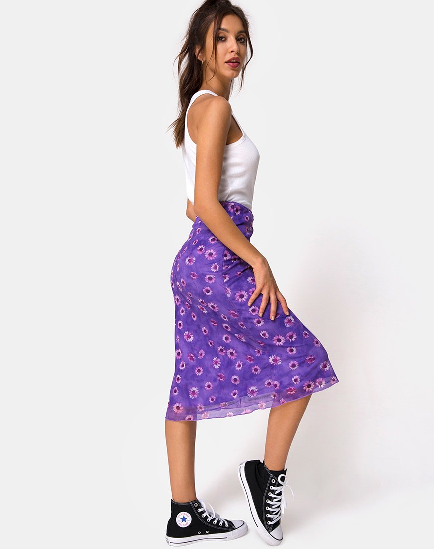 Falda Taura Midi en Daisy Daze Morado
